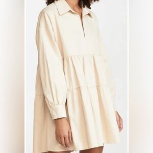 En Saison Beige Long-Sleeve Mini Dress